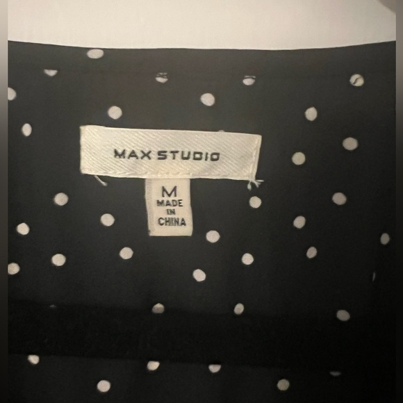Max Studio Black Polka Dot Women's Top size M (i130) - Picture 4 of 12